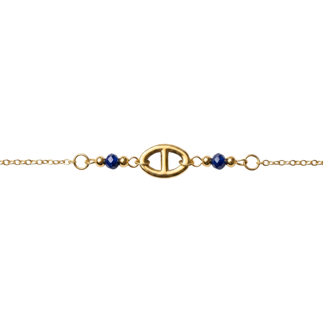Bracelet Marélia à maillon central et perles bleues – Image 5