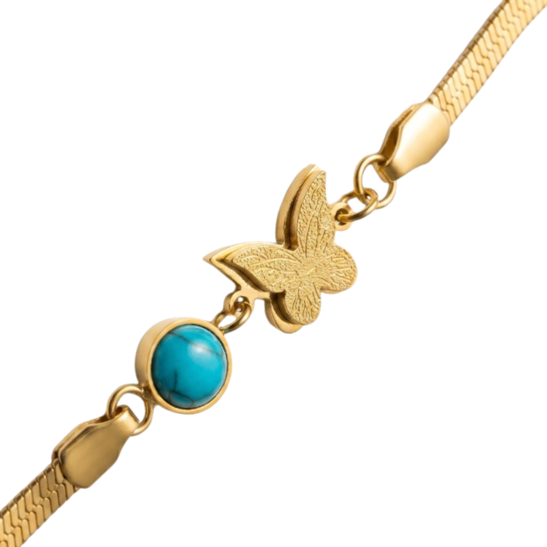 Bracelet Chrysalia à maille plate et papillon – Image 2
