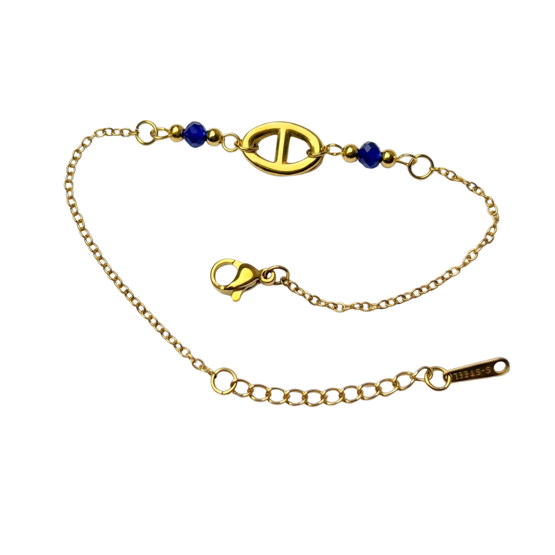 Bracelet Marélia à maillon central et perles bleues – Image 2