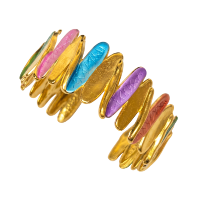 Bracelet Ondelya émaillé à ondulations graphiques