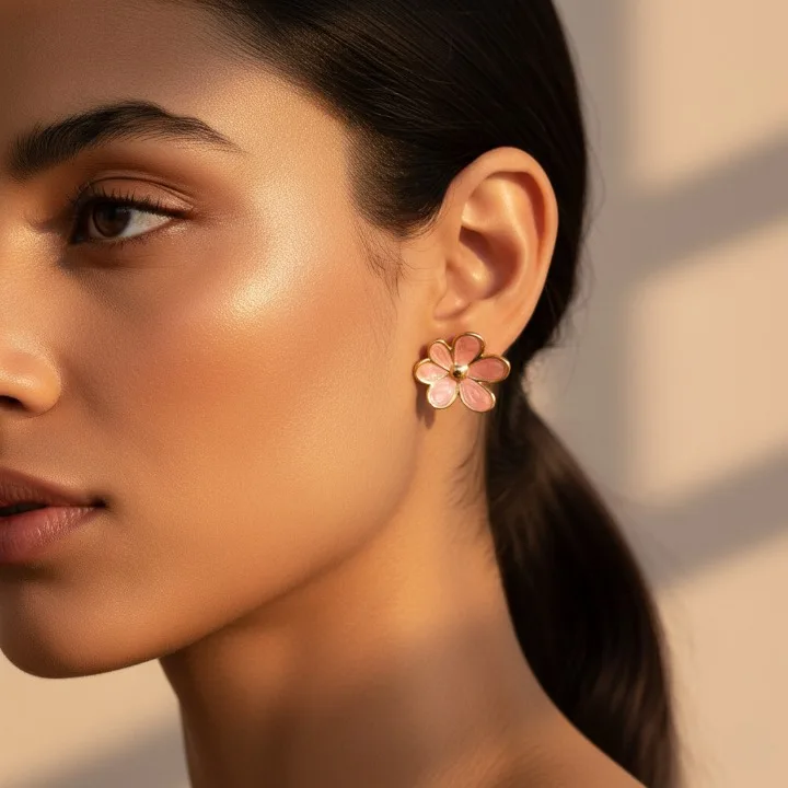 Pétales Marbrés – Boucles d'Oreilles Émail Marbré – Image 10