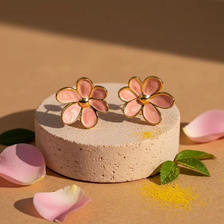 Pétales Marbrés – Boucles d'Oreilles Émail Marbré – Image 4