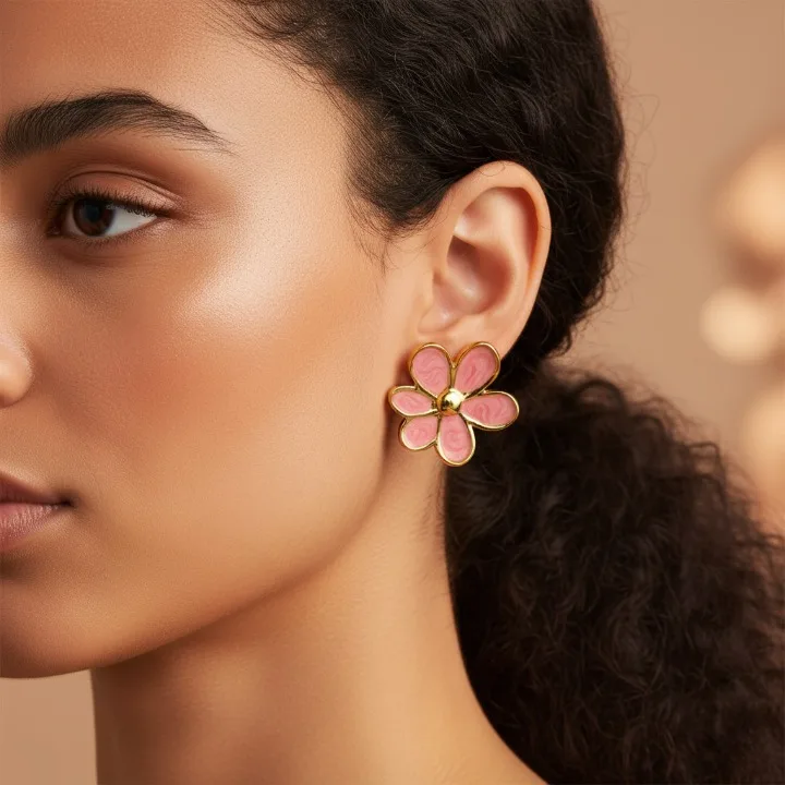 Pétales Marbrés – Boucles d'Oreilles Émail Marbré – Image 9