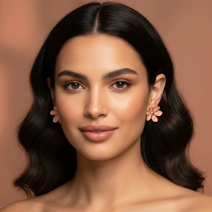 Pétales Marbrés – Boucles d'Oreilles Émail Marbré – Image 6