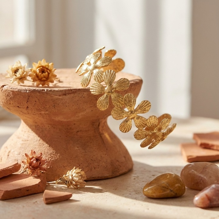 Bracelet Manchette Fleur Eden – La Beauté Spectaculaire de l'Acier – Image 8