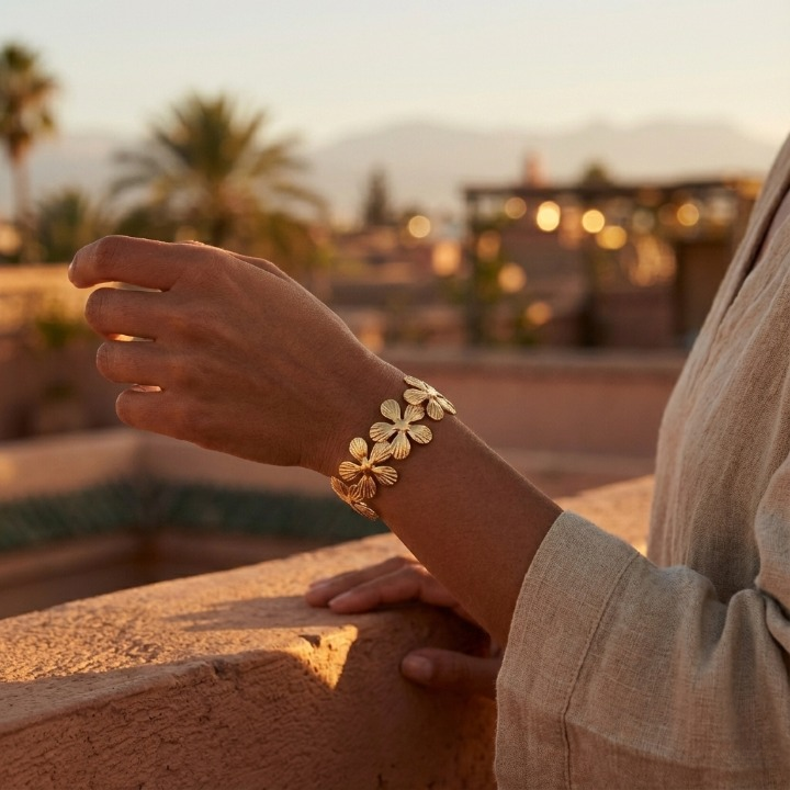 Bracelet Manchette Fleur Eden – La Beauté Spectaculaire de l'Acier – Image 10