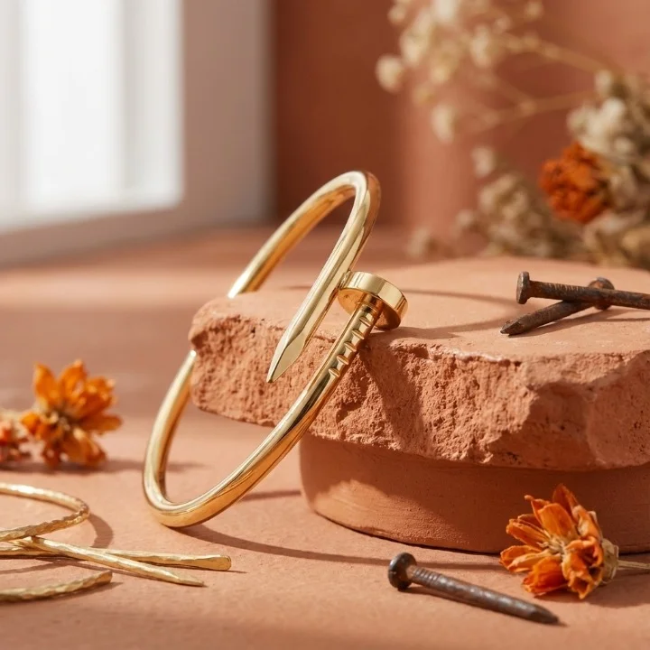 Bracelet Jonc Clou Audace – Acier Doré & Waterproof – Image 6