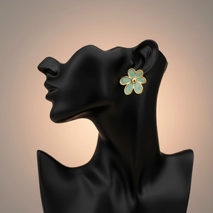 Pétales Marbrés – Boucles d'Oreilles Émail Marbré – Image 8