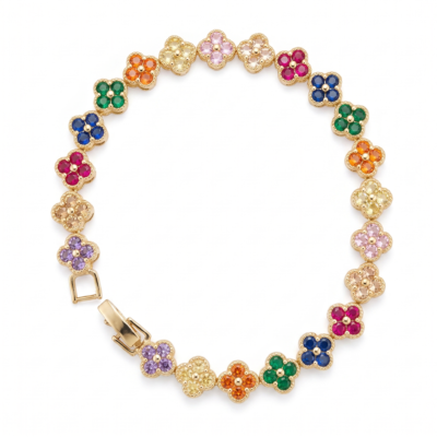 Bracelet Quadrélia à maillons trèfles multicolores