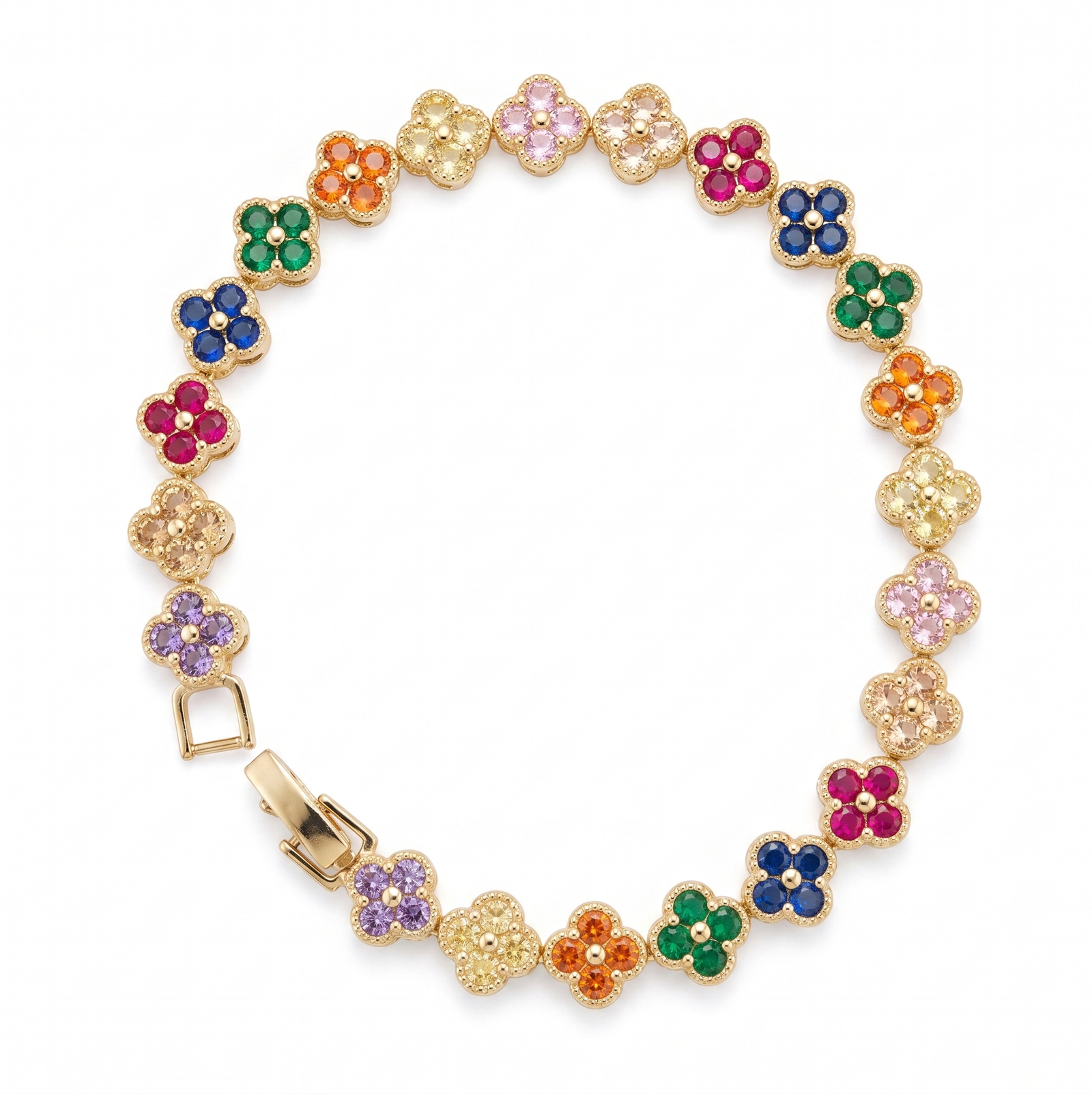 Bracelet Quadrélia à maillons trèfles multicolores