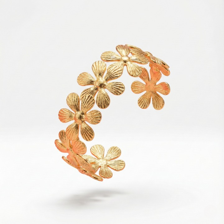 Bracelet Manchette Fleur Eden – La Beauté Spectaculaire de l'Acier – Image 5