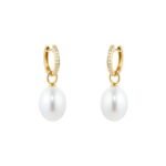 Kiki Classics 18ct Yellow Gold, Pearl Drops With 0.13cttw Diamond Hoop