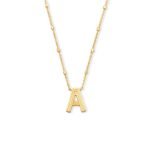Letter A Pendant Necklace in Gold