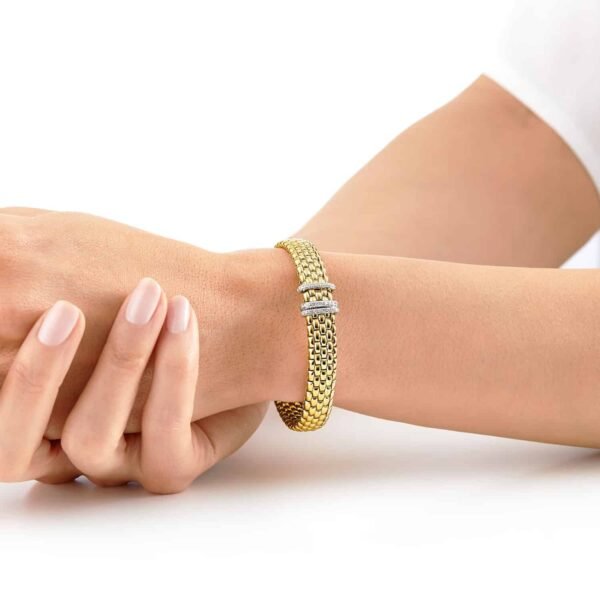18ct Yellow Gold Panorama Pave 0.23cttw Diamond Bracelet – Image 2