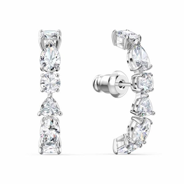 Rhodium Plated Tennis Deluxe Cubic Zirconia Cuff Earrings – Image 2