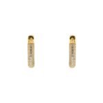 Yellow Gold Plated Silver Pave Cubic Zirconia Huggie Earrings – Image 2