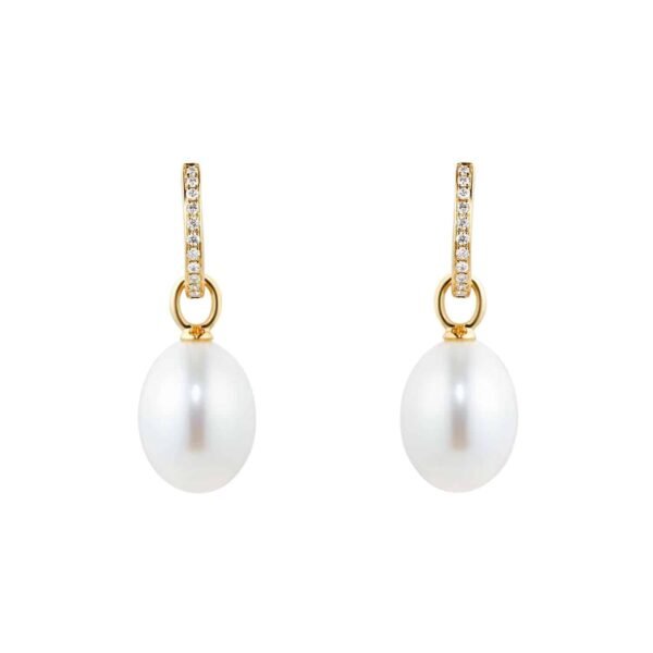 Kiki Classics 18ct Yellow Gold, Pearl Drops With 0.13cttw Diamond Hoop – Image 3