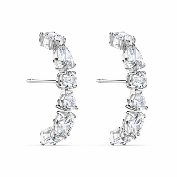 Rhodium Plated Tennis Deluxe Cubic Zirconia Cuff Earrings – Image 3