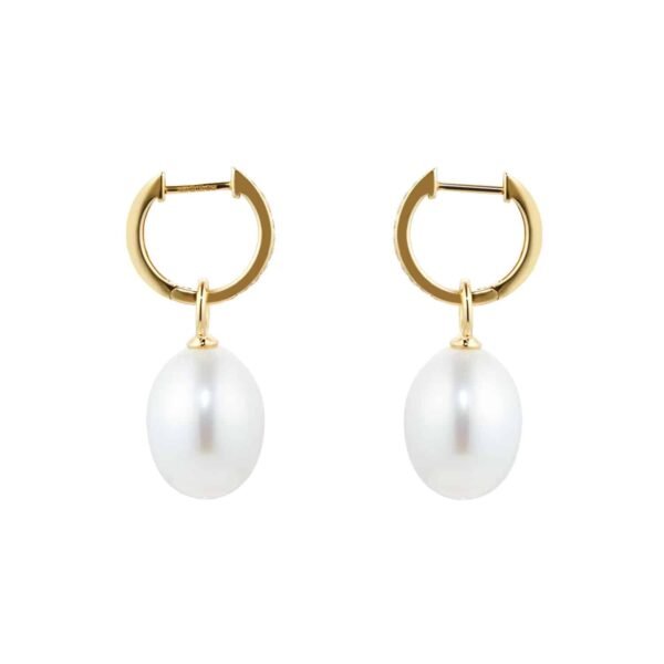 Kiki Classics 18ct Yellow Gold, Pearl Drops With 0.13cttw Diamond Hoop – Image 4