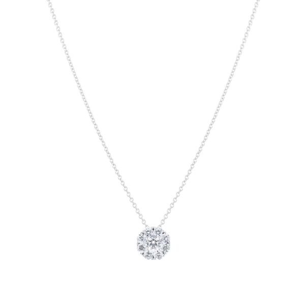 Snowflake Round 0.76cttw Diamond Cluster Necklace – Image 3